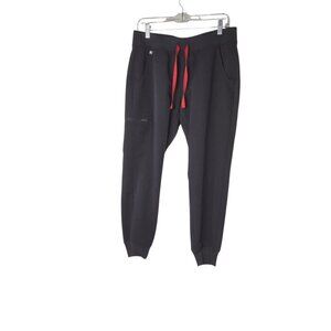 Figs Scrub Pants Women's M/P Gray Red Trim Technical Collection Multi-Pocket